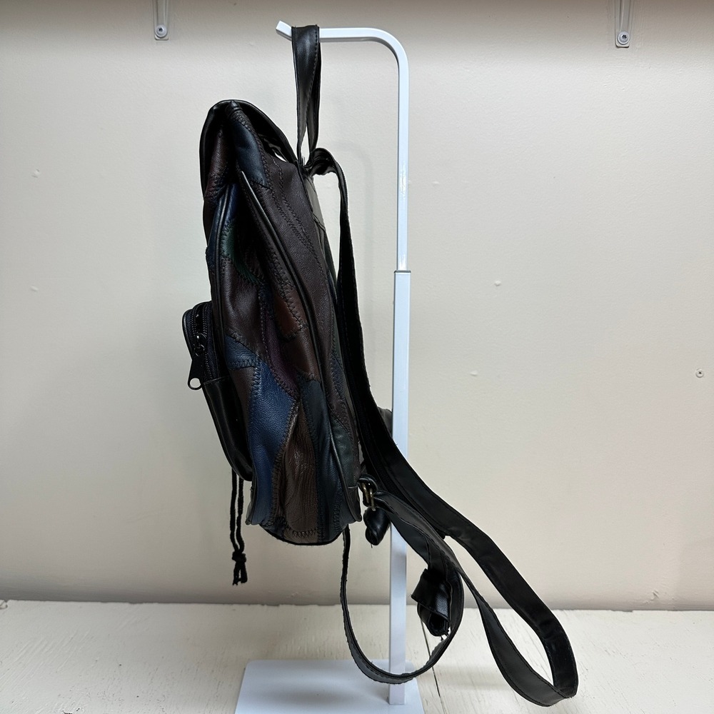 Patchwork Faux Leather Mini Backpack Drawstring‎ … - image 2